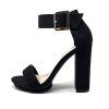 Angkorly - Chaussure Mode Escarpin Sandale Vintage/rétro Hauts Talons Ouvert Femme Grosse Boucle lanière épaisse Talon Haut Bloc