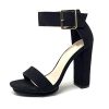Angkorly - Chaussure Mode Escarpin Sandale Vintage/rétro Hauts Talons Ouvert Femme Grosse Boucle lanière épaisse Talon Haut Bloc
