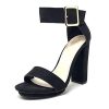 Angkorly - Chaussure Mode Escarpin Sandale Vintage/rétro Hauts Talons Ouvert Femme Grosse Boucle lanière épaisse Talon Haut Bloc