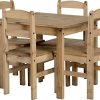 CENTURION PINE 07779 270996 Style Corona Mexicain Antique en pin Effet Vieilli Ensemble de Salle à Manger avec 4 chaises Mexicain.