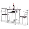 COSTWAY Ensemble de Salle à Manger 3 Pièces avec Table et 2 Chaises Peu Encombrant pour la Maison de Bistrot ou Chambres Compactes (café) Dimension de la Table : 80 x 53 x 74 CM
