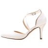 Duosheng & Elegant HC1901 Femme Bout Pointu Talon Haut Escarpins Sangle croisée Satin Chaussures de Mariage de mariée de soirée