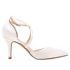 Duosheng & Elegant HC1901 Femme Bout Pointu Talon Haut Escarpins Sangle croisée Satin Chaussures de Mariage de mariée de soirée