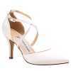Duosheng & Elegant HC1901 Femme Bout Pointu Talon Haut Escarpins Sangle croisée Satin Chaussures de Mariage de mariée de soirée