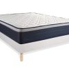 Ensemble Matelas Ressorts ensachés+Mémoire de Forme ACTIFLEX Max 140x190 cm Maxi épaisseur 7zones Confort + sommier KIT Blanc - Epaisseur : 26 cm - Confort : Ferme