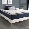 Ensemble Matelas Ressorts ensachés+Mémoire de Forme ACTIFLEX Max 140x190 cm Maxi épaisseur 7zones Confort + sommier KIT Blanc - Epaisseur : 26 cm - Confort : Ferme
