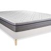Ensemble Matelas Ressorts ensachés+Mémoire de Forme ACTIFLEX Zen 180x200 Maxi épaisseur 7zones de Confort + sommier KIT Blanc - Epaisseur : 26 cm - Confort : Equilibré