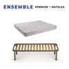 Ensemble Matelas Tissu Ignifuge + Sommier Démonté + Pieds Offerts - Hauteur 20 cm - Confort Ferme - Mousse Extrêmement Durable Poli Lattex Brevettée - Anti feu