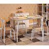 Ensemble de salle à manger 5 pièces avec table et chaises arrière en bois massif avec cadre en métal pour cuisine, salle à manger, 119,4 x 78,7 cm, blanc