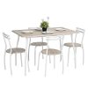 Ensemble de salle à manger 5 pièces avec table et chaises arrière en bois massif avec cadre en métal pour cuisine, salle à manger, 119,4 x 78,7 cm, blanc