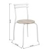 Ensemble de salle à manger 5 pièces avec table et chaises arrière en bois massif avec cadre en métal pour cuisine, salle à manger, 119,4 x 78,7 cm, blanc