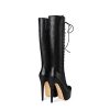 F-JX Les Femmes Bottes de Stiletto, Dames Chaussures de Cheville, Mesdames Talon Confortable 15-17cm Bottes, Office Travail, Voyage, Loisirs Semaine - Noir