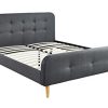 Générique Lit Adulte scandinave en Tissu Gris foncé capitonné, sommier à Latte, 160x200 - Collection Mark