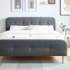 Générique Lit Adulte scandinave en Tissu Gris foncé capitonné, sommier à Latte, 160x200 - Collection Mark