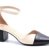Greatonu Ladies Pointed Toe Mid Block Heel Ankle Strappy Court Shoes Sandals