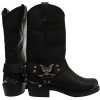 Grinders-Hommes-Noir-Biker-Style-Santiags-Bottes-Eagle-Hi-Western-en-Cuir-0-0 Grinders Hommes Noir Biker Style Santiags Bottes Eagle Hi Western en Cuir