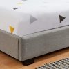 HOMIFAB Lit Adulte avec tête de lit capitonnée en Tissu Gris Clair, sommier à Lattes, 180x200 - Collection William