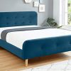 HOMIFAB-Lit-Adulte-scandinave-140X190-en-Velours-Bleu-Paon-avec-tte-de-lit-capitonne-et-sommier--Lattes-Inclus-Collection-Mark-0-2 HOMIFAB Lit Adulte scandinave 140X190 en Velours Bleu Paon avec tête de lit capitonnée et sommier à Lattes Inclus - Collection Mark