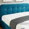 HOMIFAB Lit Coffre 160x200 cm Bleu Canard avec tête de lit + sommier à Lattes - Collection Kate