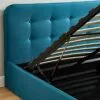 HOMIFAB Lit Coffre 160x200 cm Bleu Canard avec tête de lit + sommier à Lattes - Collection Kate