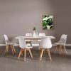 Happy Garden Ensemble Table Extensible 120/160cm et 6 chaises scandinave Blanc Nora