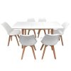 Happy Garden Ensemble Table Extensible 120/160cm et 6 chaises scandinave Blanc Nora