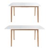 Happy Garden Ensemble Table Extensible 120/160cm et 6 chaises scandinave Blanc Nora
