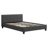 IDIMEX Lit Double pour Adulte Mathieu Couchage 140 x 190 cm avec sommier 2 Places / 2 Personnes, tête et Pied de lit capitonnés, revêtement synthétique Gris
