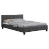 IDIMEX Lit Double pour Adulte Mathieu Couchage 140 x 190 cm avec sommier 2 Places / 2 Personnes, tête et Pied de lit capitonnés, revêtement synthétique Gris