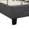 IDIMEX Lit Double pour Adulte Mathieu Couchage 140 x 190 cm avec sommier 2 Places / 2 Personnes, tête et Pied de lit capitonnés, revêtement synthétique Gris