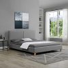 IDIMEX Lit Double pour Adulte Samuel Couchage Queen Size 160 x 200 cm 2 Places / 2 Personnes, avec sommier et tête de lit Design, revêtement en Tissu Gris