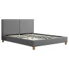 IDIMEX Lit Double pour Adulte Samuel Couchage Queen Size 160 x 200 cm 2 Places / 2 Personnes, avec sommier et tête de lit Design, revêtement en Tissu Gris