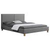 IDIMEX Lit Double pour Adulte Samuel Couchage Queen Size 160 x 200 cm 2 Places / 2 Personnes, avec sommier et tête de lit Design, revêtement en Tissu Gris