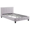 IDIMEX Lit Simple pour Adulte Maria Couchage 120 x 200 cm avec sommier 1 Place et Demi / 1 Personne, tête et Pied de lit capitonnés, revêtement en Tissu Gris