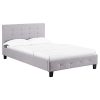 IDIMEX Lit Simple pour Adulte Maria Couchage 120 x 200 cm avec sommier 1 Place et Demi / 1 Personne, tête et Pied de lit capitonnés, revêtement en Tissu Gris