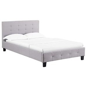 Lit Simple Adulte Marlon 120x190 Cm - Tête Et Pied Capitonnés Gris, Sommier Inclus | Style Moderne Et Confortable
