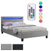 IDIMEX Lit Simple pour Adulte Marisela Couchage 120 x 190 cm avec sommier 1 Place et Demi pour 1 Personne, tête de lit avec LED intégrées, revêtement en Tissu
