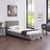 IDIMEX Lit Simple pour Adulte ou Enfant Reve Couchage 90 x 190 cm avec sommier 1 Place / 1 Personne, tête et Pied de lit capitonnés, revêtement en Tissu Gris