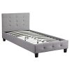 IDIMEX Lit Simple pour Adulte ou Enfant Reve Couchage 90 x 190 cm avec sommier 1 Place / 1 Personne, tête et Pied de lit capitonnés, revêtement en Tissu Gris