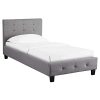 IDIMEX Lit Simple pour Adulte ou Enfant Reve Couchage 90 x 190 cm avec sommier 1 Place / 1 Personne, tête et Pied de lit capitonnés, revêtement en Tissu Gris