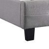 IDIMEX Lit Simple pour Adulte ou Enfant Reve Couchage 90 x 190 cm avec sommier 1 Place / 1 Personne, tête et Pied de lit capitonnés, revêtement en Tissu Gris