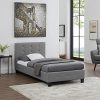 IDIMEX Lit Simple pour Adulte ou Enfant TICO Couchage 90 x 190 cm avec sommier 1 Place / 1 Personne, tête et Pied de lit capitonnés avec Strass, revêtement en Tissu Gris