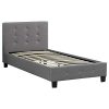 IDIMEX Lit Simple pour Adulte ou Enfant TICO Couchage 90 x 190 cm avec sommier 1 Place / 1 Personne, tête et Pied de lit capitonnés avec Strass, revêtement en Tissu Gris