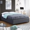 IDMarket-Lit-Coffre-Miami-PVC-Gris-avec-sommier-160-x-200-cm-0-1 IDMarket - Lit Coffre Miami PVC Gris avec sommier 160 x 200 cm