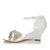 JIA JIA Chaussures de Mariée pour Femme 121755B Open Toe Talon Compensé Strass de Pompes en Satin Chaussures de Mariage