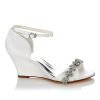 JIA JIA Chaussures de Mariée pour Femme 121755B Open Toe Talon Compensé Strass de Pompes en Satin Chaussures de Mariage