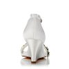 JIA JIA Chaussures de Mariée pour Femme 121755B Open Toe Talon Compensé Strass de Pompes en Satin Chaussures de Mariage
