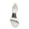 JIA JIA Chaussures de Mariée pour Femme 121755B Open Toe Talon Compensé Strass de Pompes en Satin Chaussures de Mariage