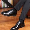 JOYTO Chaussure Homme Cuir, Lacets Derby Mariage Dressing Oxford Business Cuir Vernis Brogue Vintage Noir Marron Rouge 37-47EU