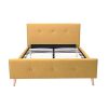 Mobilier Deco Lit scandinave 2 Personnes en Tissu Jaune avec sommier 160 x 200 cm ZIKO